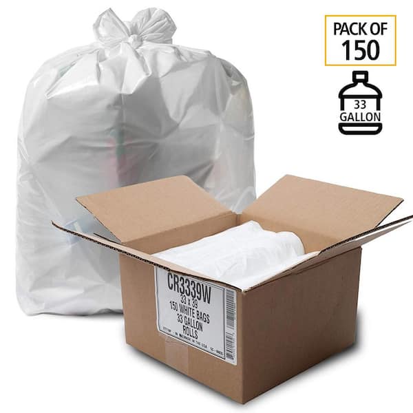 Aluf Plastics 33 Gal. 1 Mil Black Drawstring Garbage Bags 34 in. x 40 in.  Pack of 150 for Home, Kitchen and Office DS33K - The Home Depot