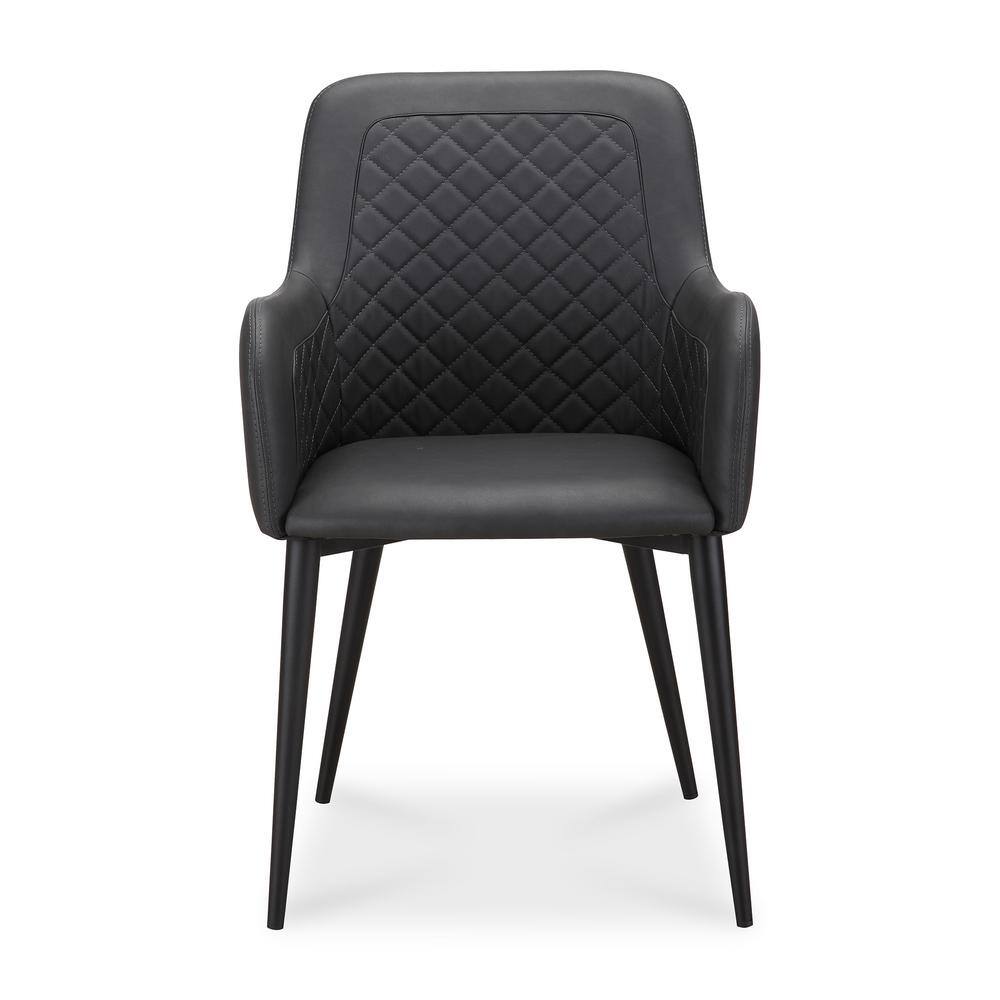 Luxley Transitional Black Leather Accent Chair with Metal Frame