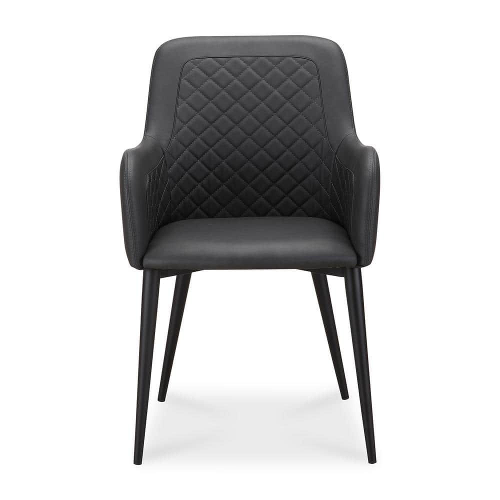 Luxley Transitional Black Leather Accent Chair with Metal Frame