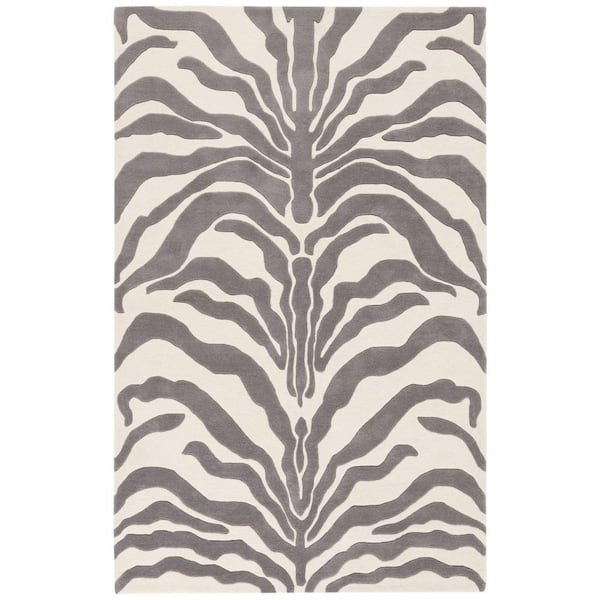 Soho 4 ft. x 6 ft. Ivory/Gray Glam Zebra Area Rug
