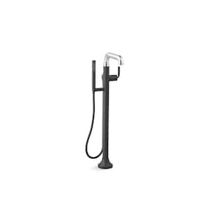Tone Single-Handle Claw Foot Tub Faucet with Handshower in Polished Chrome with Matte Black