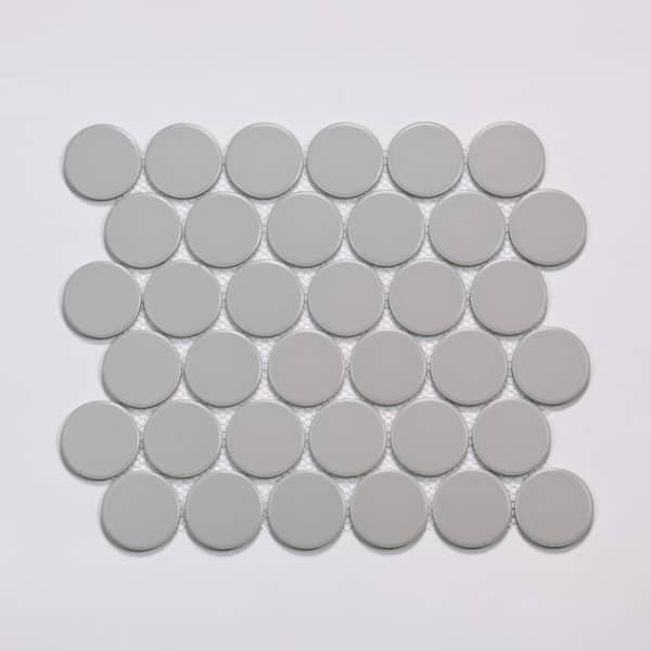 Marin 2 in. Penny Round Matte Porcelain Mosaic in Pebble Gray (8.61 sq. ft. /case)