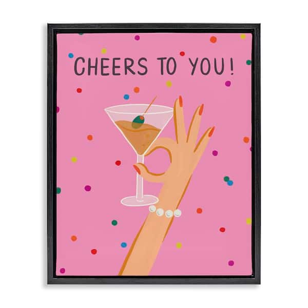 Stupell Industries Cheers To You Martini by Deborah Curiel Black Floater Frame Food Graphic Art Print 21 in. x 17 in.