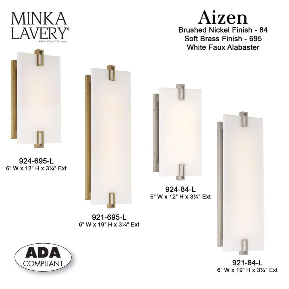 Soft Brass Dimmable LED Wall Sconce with Faux Alabaster Shade