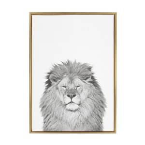 33 in. x 23 in. "Lion" by Tai Prints Framed Canvas Wall Art