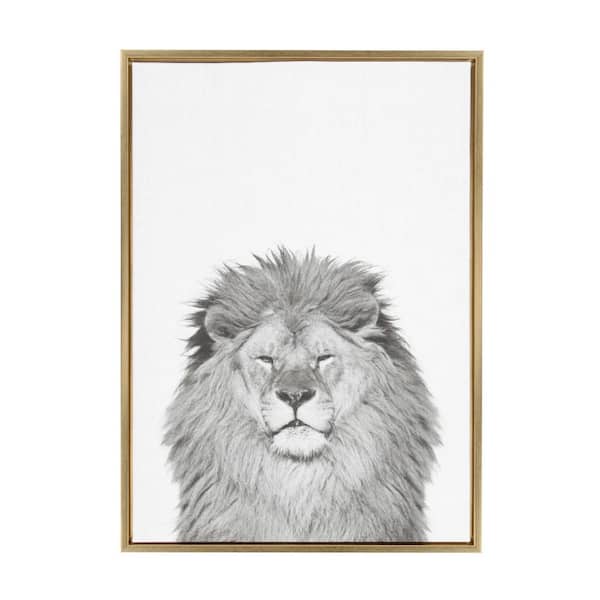 Kate and Laurel 33 in. x 23 in. "Lion" by Tai Prints Framed Canvas Wall Art