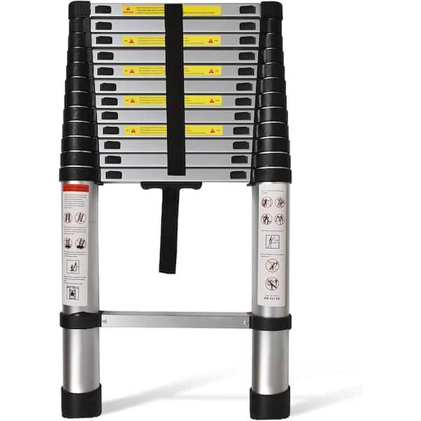 14.5 ft. Telescoping Extension Aluminum Ladder, Lightweight Collapsible with 330 lbs. Capacity