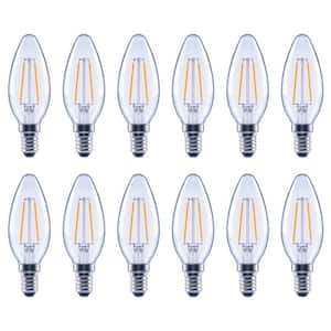 60-Watt Equivalent B11 Dimmable Clear Glass Filament Vintage Edison LED Light Bulb Daylight (12-Pack)