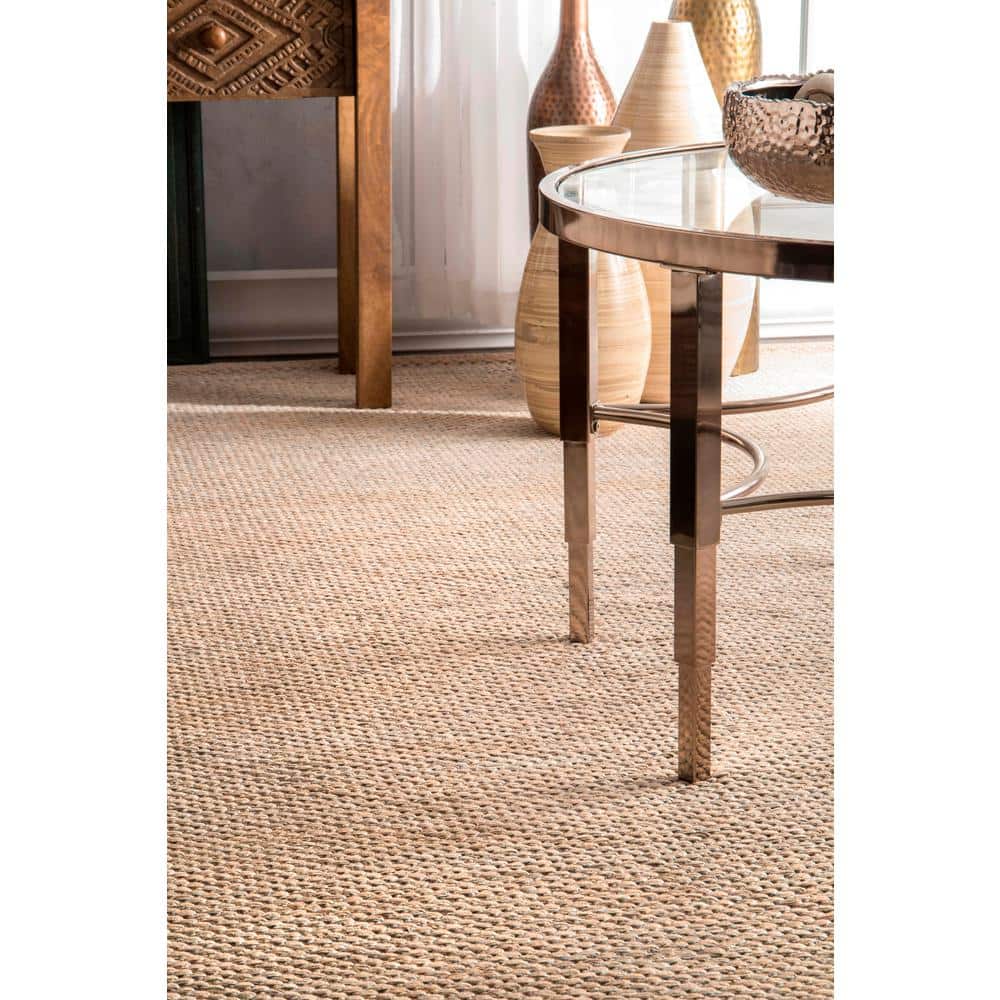 Beige 6' x 9' Handmade Cotton Flat Woven Area Rug