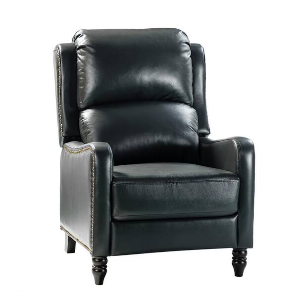 Genuine Leather Manual Club Recliner, Raiden Black Leather Reclining Swivel Chair