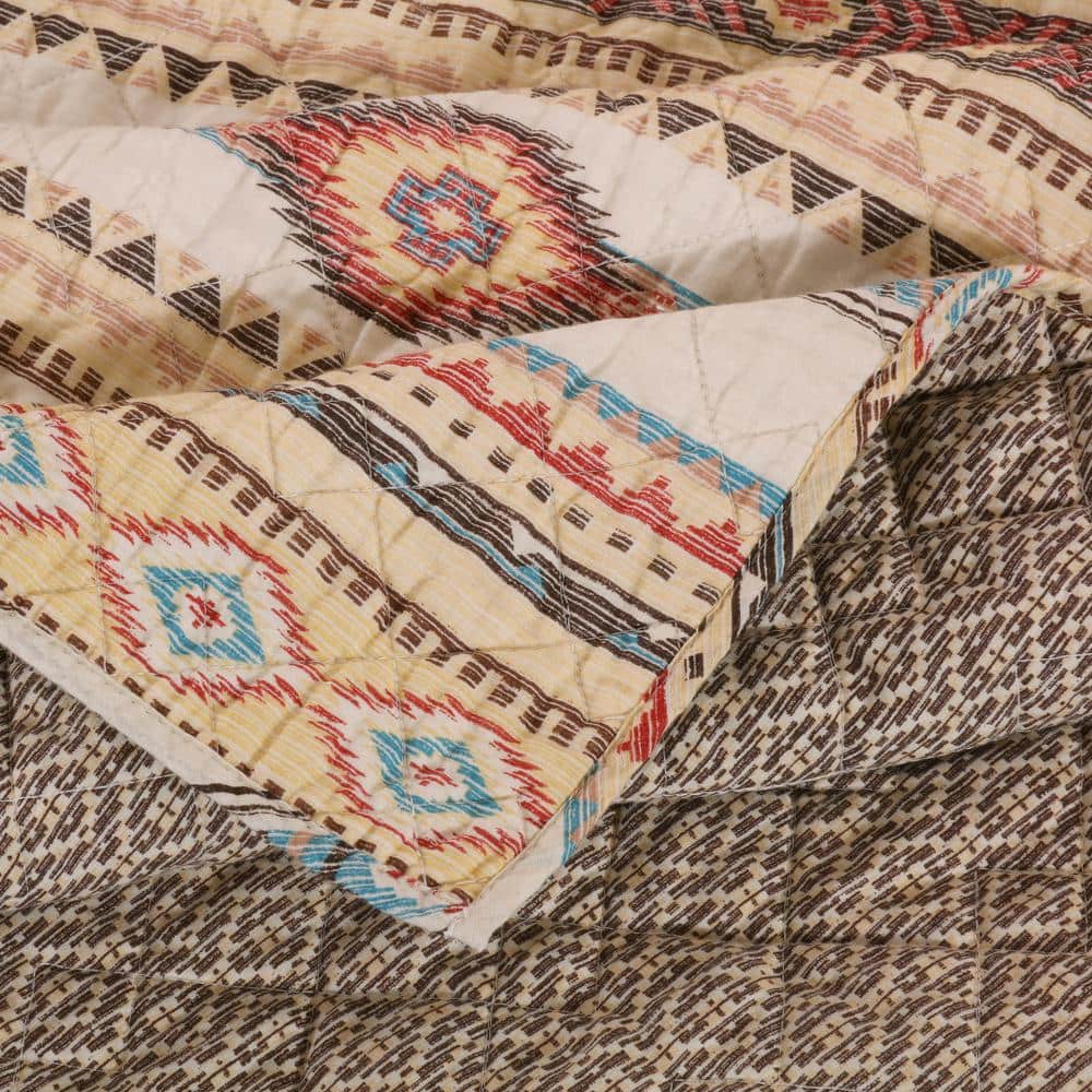 Phoenix Tan Southwestern Geometric Quilted Throw Blanket