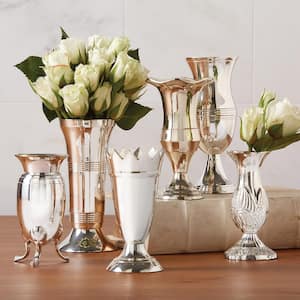 Queen Anne's Silver Plated Brass Vases (Set of 6)