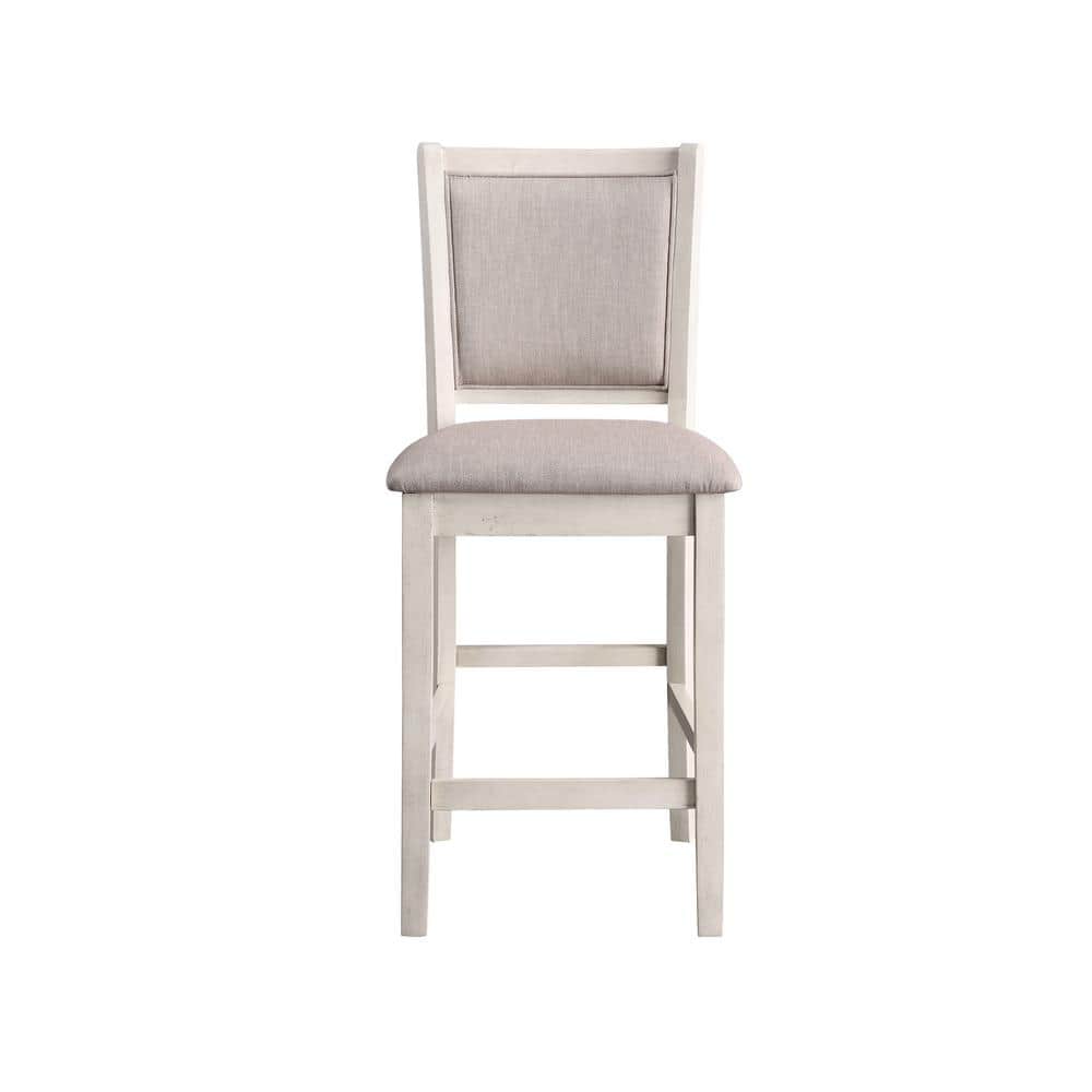 Cream Round Wood Counter Pub Set with 4 Chairs
