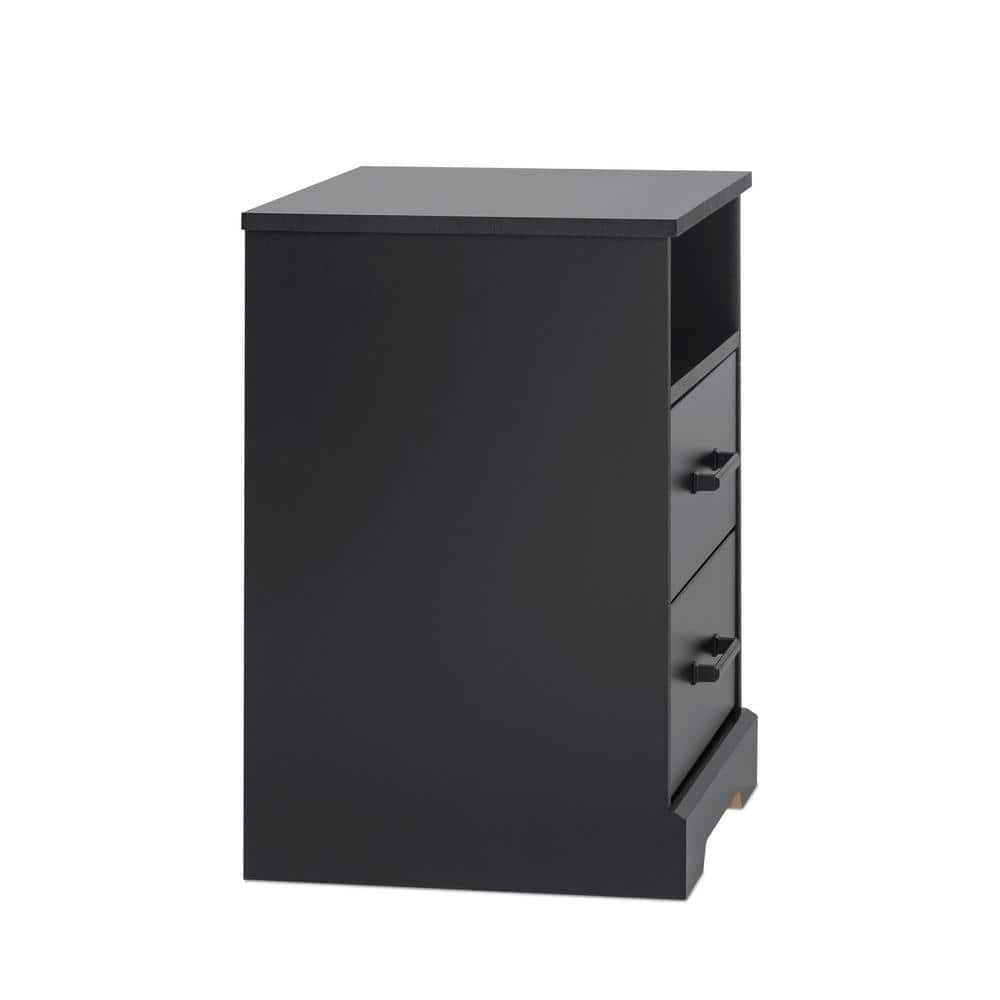 Rustic Black 2-Drawer Nightstand with Open Shelf