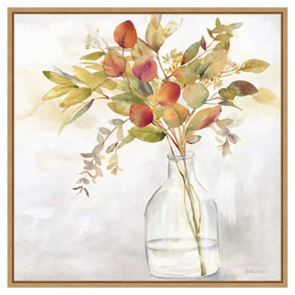 Amanti Art Eucalyptus Vase Fall I by Cynthia Coulter 30 in. W x 30 in. H Canvas Float Frame in Brown