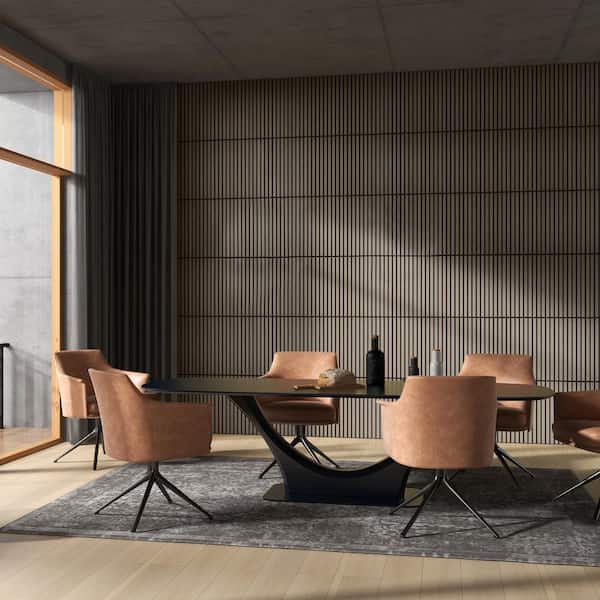 Walnut 24 in. Square 3D Faux Wood Acoustic Panels, MDF Sound Absorbing Wall Decor (4 Pack)