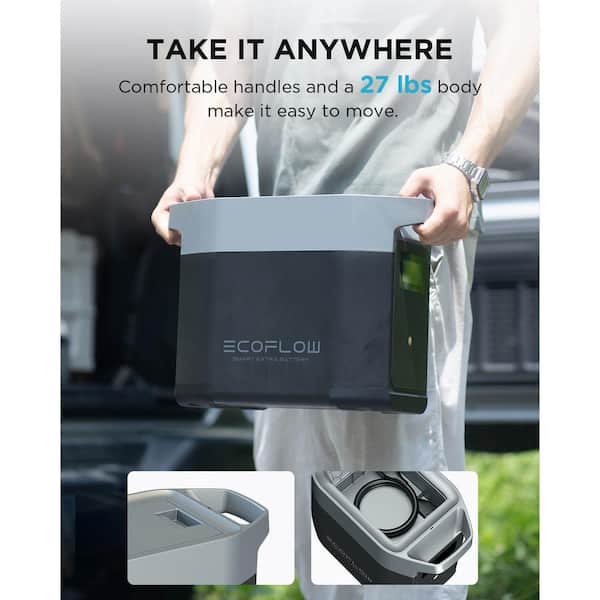 EcoFlow - 1800W Output/2700W Peak Delta 2 Push-Button Start Power Station Battery Generator with DELTA 2 Extra Battery