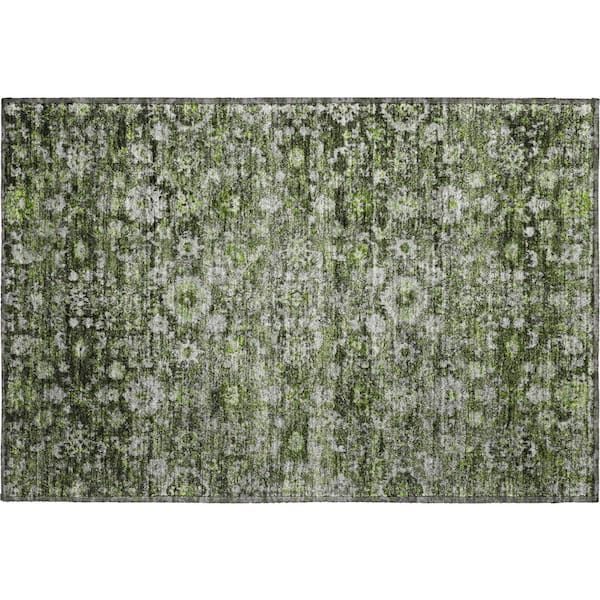 Mayfield Premium Machine Washable Indoor/Outdoor Geometric AMF651 Green 1 ft. 8 in. x 2 ft. 6 in. Area Rug
