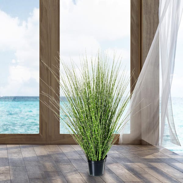Regency International 28 in. Green Artificial Fountain Zebra Grass in Pot