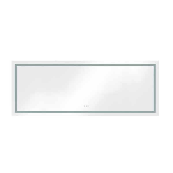 White 30 in. W x 84 in. H LED Rectangle Metal Framed Wall Mirror