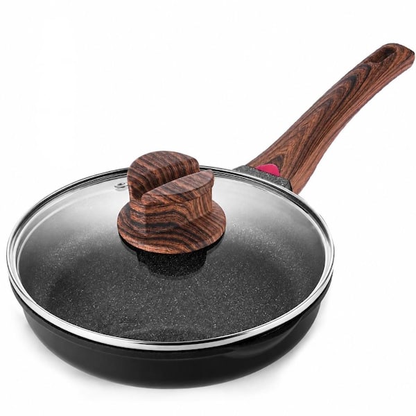8 in. White Ceramic Nonstick Omelette Pan, German Anti-Scratch Coating, PFOA Free, Dual Pour Spouts, Induction