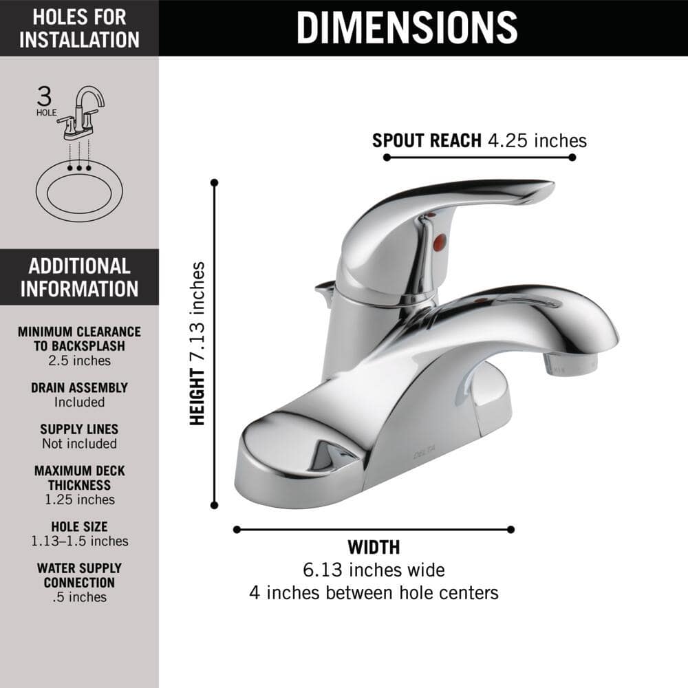 Elegant Modern Chrome Centerset Bathroom Faucet with ADA Compliance
