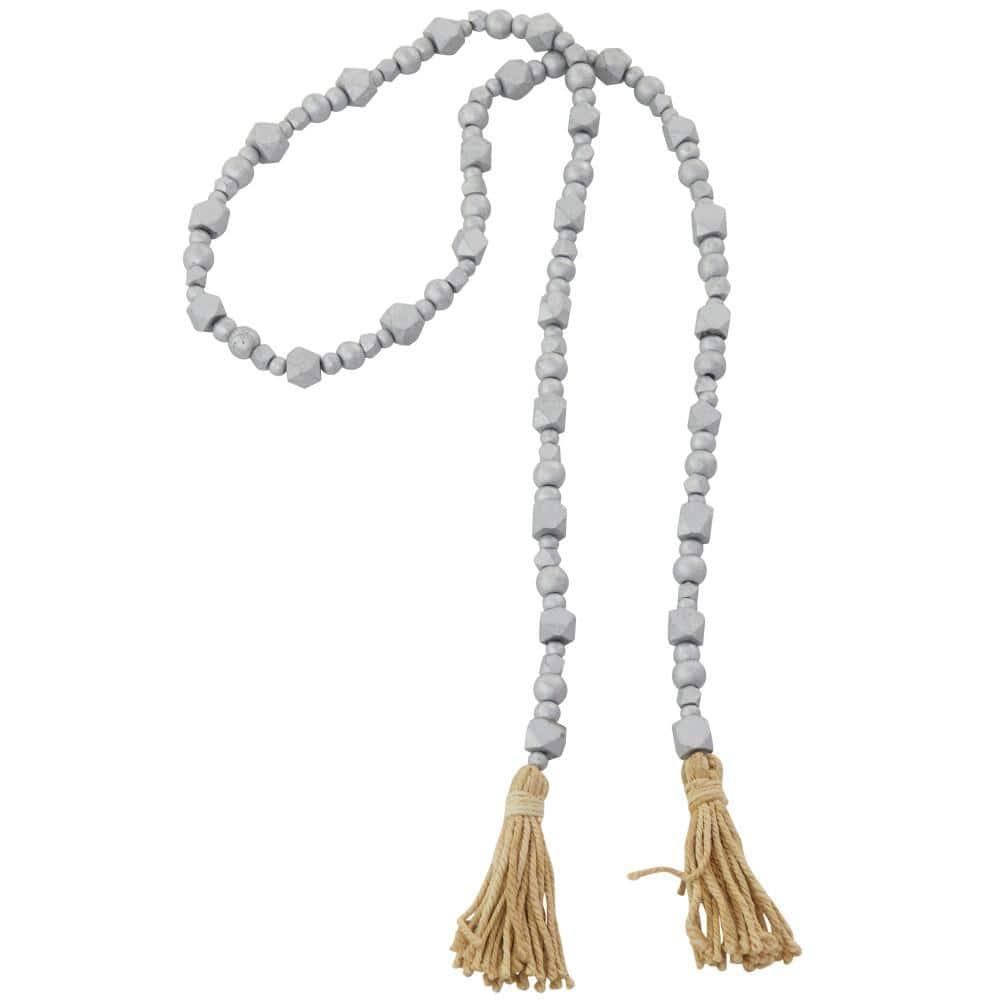 Wood Bead Garland with 6-inch Cotton Tassels