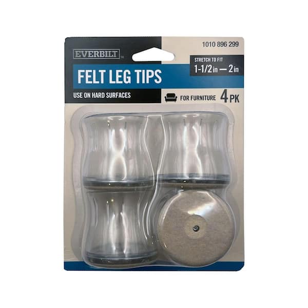 Everbilt 0.55 in. to 0.7 in. Clear Round Felt Leg Tips (4-Pack)