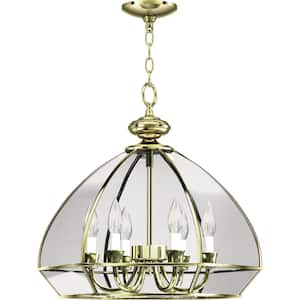 6-Light s Polished Brass Chandelier with Clear Beveled Glass