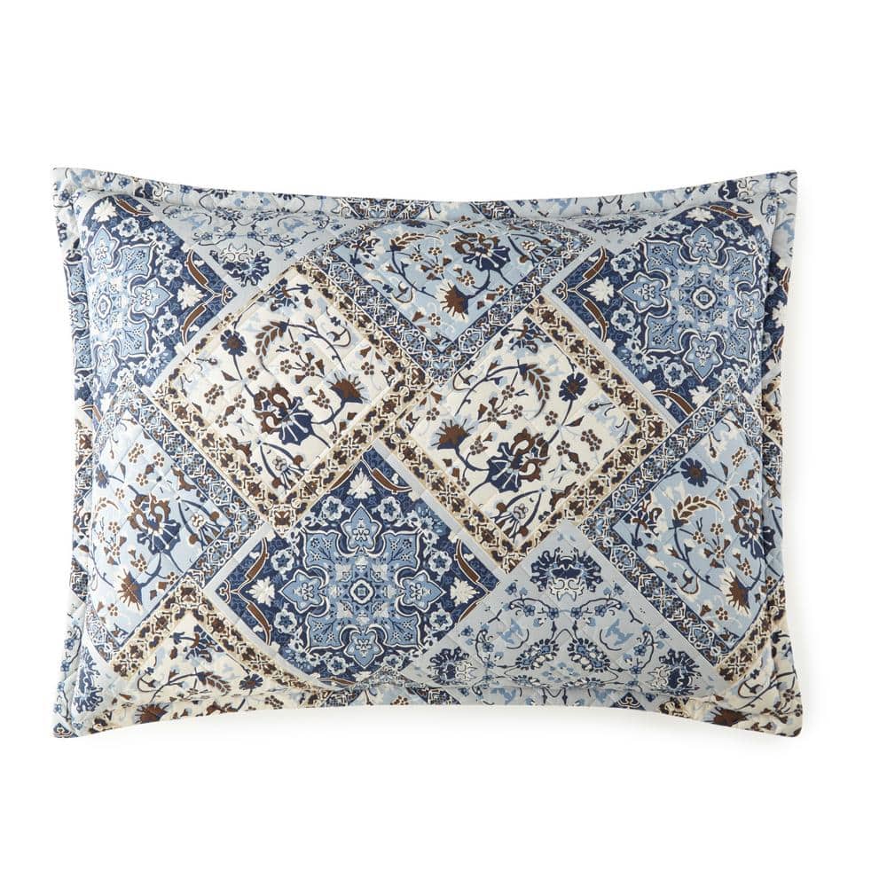 Cottage Charm King-Size Reversible Cotton Quilt Set in Blue