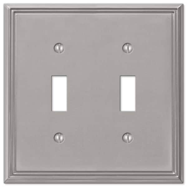 AMERELLE Rhodes 2 Gang Toggle Metal Wall Plate - Brushed Nickel