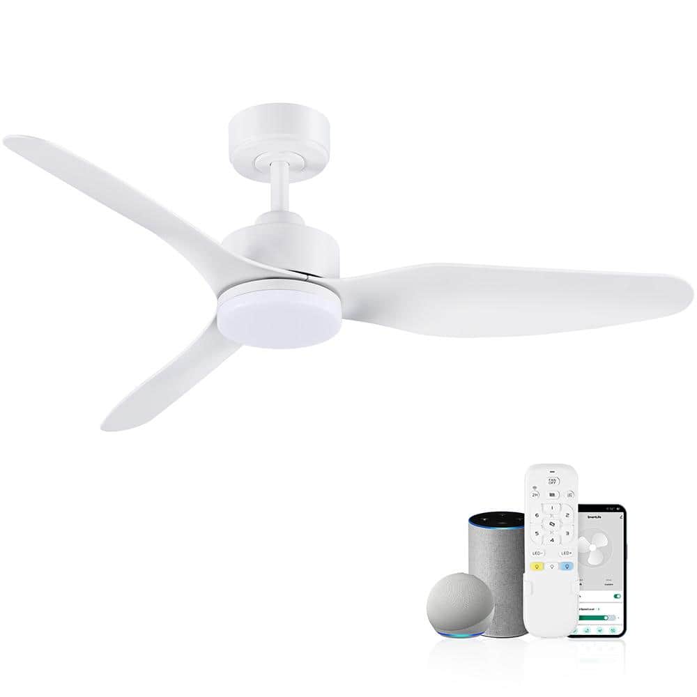 48 in. Smart Outdoor Indoor White Ceiling Fans with LED Lights and Remote, WiFi Alexa App Workable, Quiet DC Motor price history on PriceWatchPro