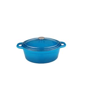 Neo 8 Qt. Oval Cast Iron Blue Casserole Dish with Lid