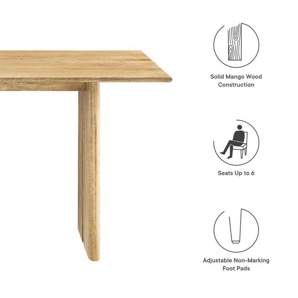 Amistad 60" Oak Solid Wood Farmhouse Dining Table
