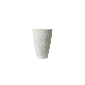 Hammered Vase 20 in. H x 15 in. Dia Weathered White Polystone Planter