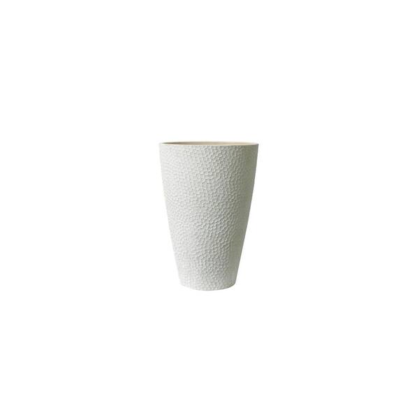 Algreen Hammered Vase 20 in. H x 15 in. Dia Weathered White Polystone Planter