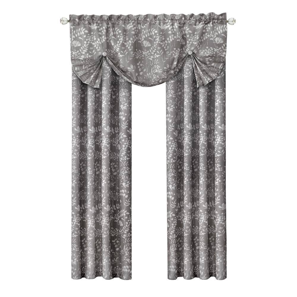 Gray Polyester Light Filtering Rod Pocket Valance