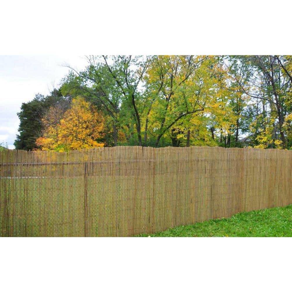 Natural Bamboo Reed Garden Fence with Black Nylon Coated Wire, 6'H x 14'L
