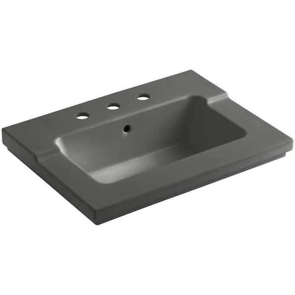 KOHLER Tresham 25.5 in. X 19 in. Vitreous China Single Basin Vanity Top in Thunder Grey