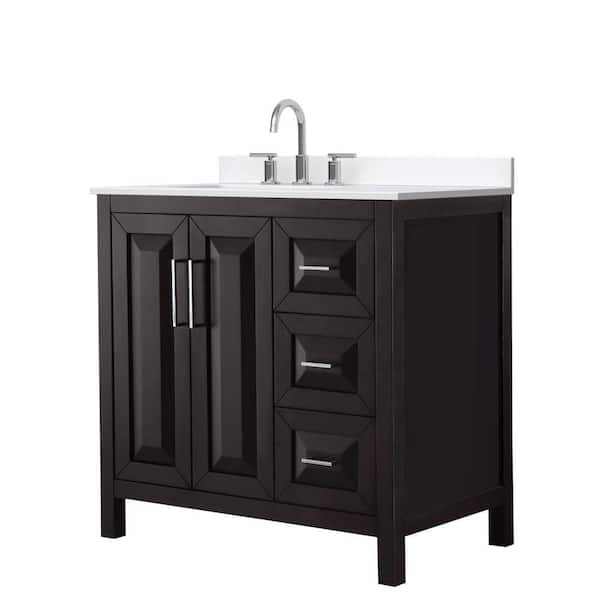 Daria 36 in. Single Freestanding Dark Espresso Bath Vanity with White Cultured Marble Top