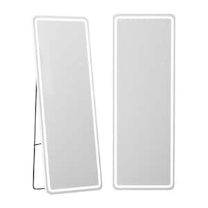 48 in. W x 72 in. H Rectangle White Frame LED Floor Mirror, Full Body Dressing Standing Mirror, Hanging Mounted Mirror