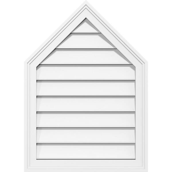 Ekena Millwork 32 in. x 42 in. Steeple White PVC Paintable Gable Louver Vent Functional