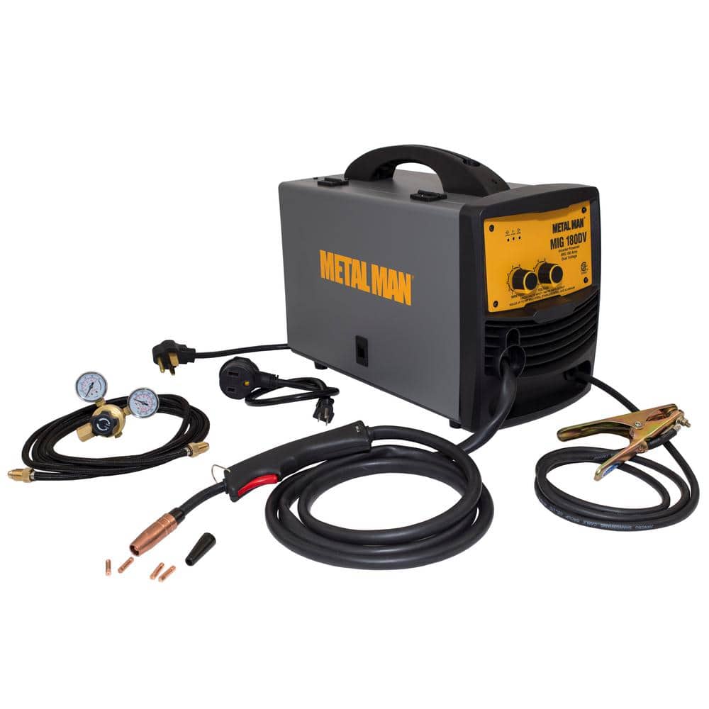 METAL MAN 180 Amp Input Power 120-Volt/240-Volt Dual Voltage MIG and Flux Core Wire Feed Welder -  MIG180DVT