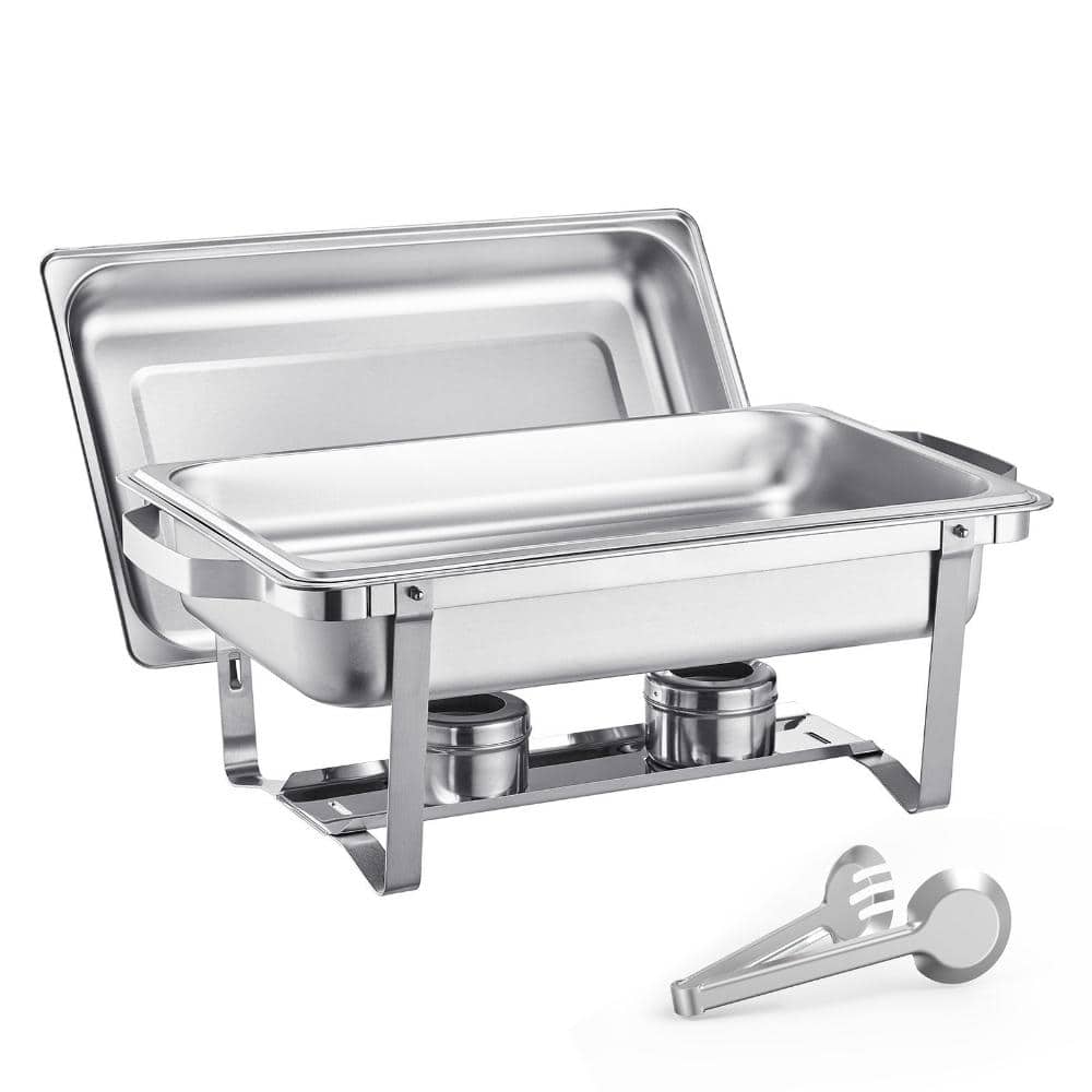 8 Qt Rectangular Chafing Dish 4-Pack, Stainless Steel Buffet Server w/ Lids, Water Pans, Fuel Holders, Full Pans price history on PriceWatchPro