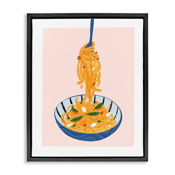 Modern Pasta Bowl by Marina Astudillo Black Floater Frame Food Graphic Art Print 21 in. x 17 in.
