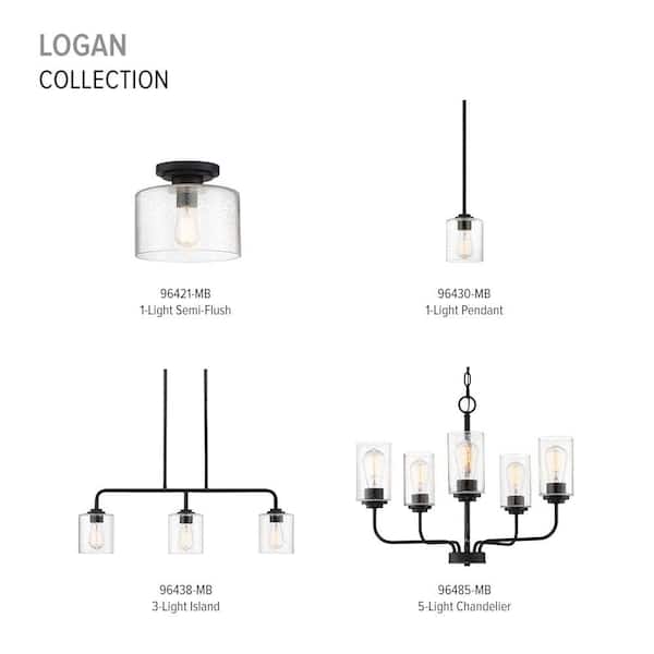 Designers Fountain - Logan 3-Light Matte Black Transitional Linear Chandelier for Kitchen Islands with No Bulbs Included