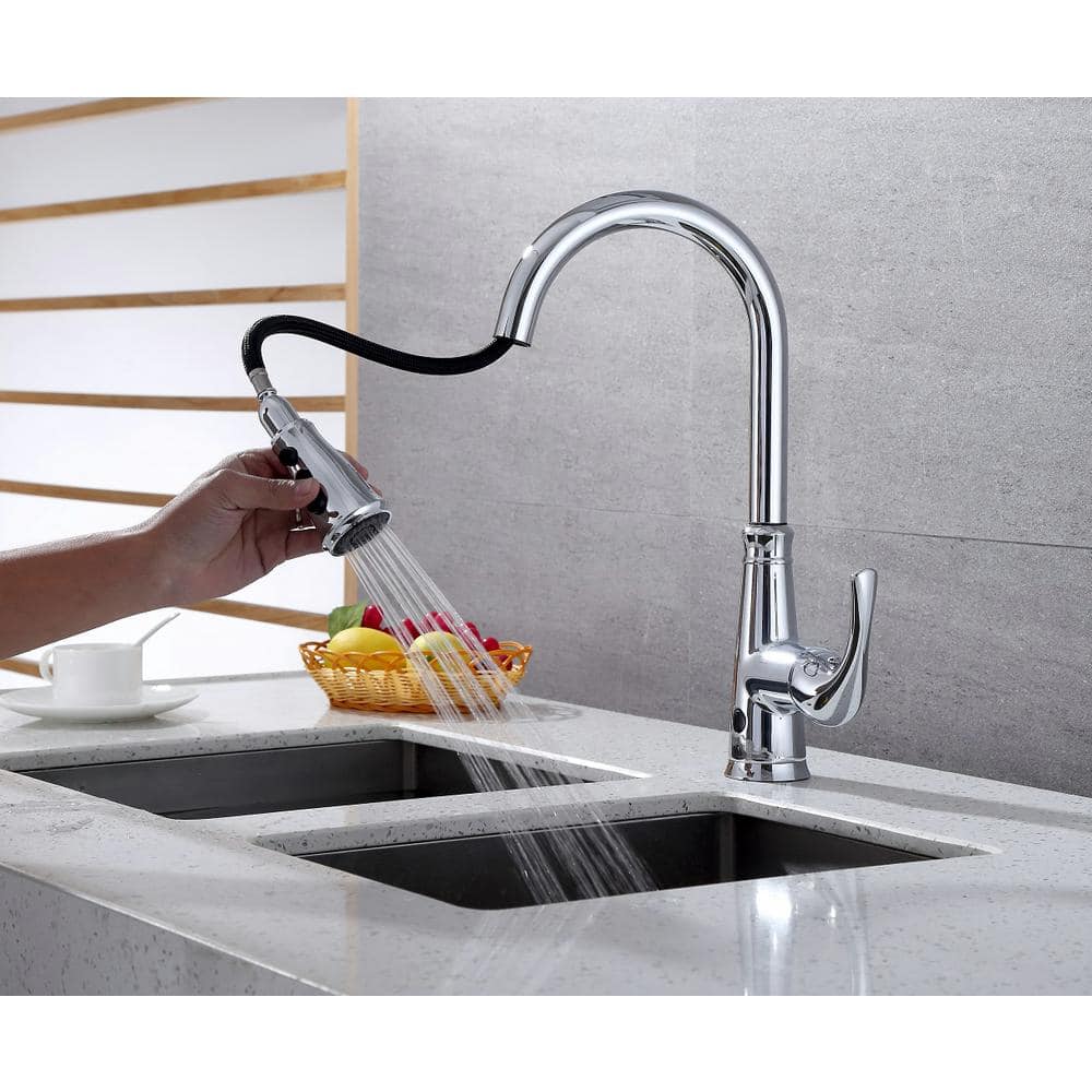 Chrome Single-Handle Pull-Down Touchless Kitchen Faucet