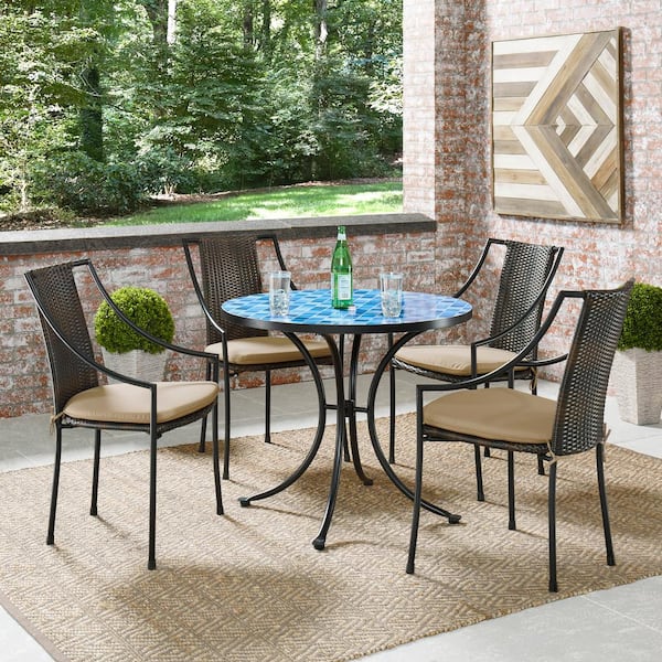 Reviews For Homestyles Larimer Blue And Black Round Outdoor Bistro Table With Marble Top Pg 1 The Home Depot - Bistro Patio Furniture Reviews
