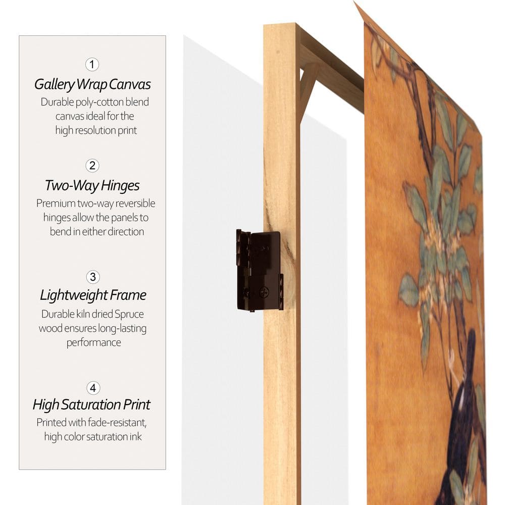 6 ft. Tall Double Sided Chinese Art Canvas Room Divider