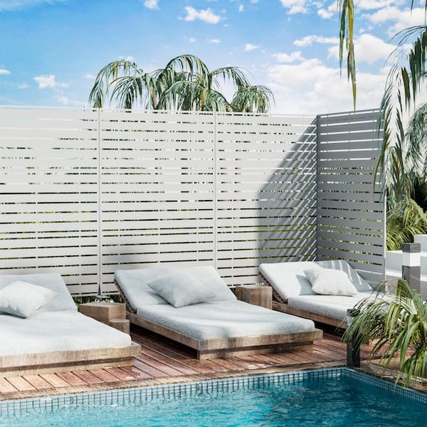 Dovelina Adam 72 in. Galvanized Steel Garden Fence Outdoor Privacy Screen Garden Screen Panels in White